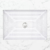 Linkasink 23" Circular Glass Undermount Bathroom Sink White / Clear Glass