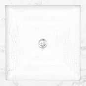 Linkasink 16-1/2" Square Glass Undermount Bathroom Sink White / Clear Glass