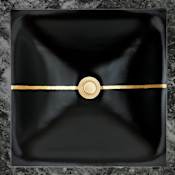 Linkasink Dune River 16-1/2" Square Glass Undermount Bathroom Sink Black with Brass River