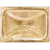 Linkasink Dune 20" Rectangular Glass Undermount Bathroom Sink Brass Leaf