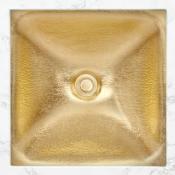 Linkasink Dune 16-1/2" Square Glass Undermount Bathroom Sink Gold Leaf
