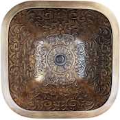 Linkasink Cast Bronze 16" Square Bronze Drop In or Undermount Bathroom Sink Antique Bronze