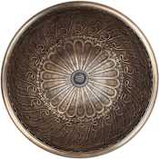 Linkasink Cast Bronze 14" Circular Yellow Bronze Drop In or Vessel Bathroom Sink Antique Bronze