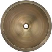Linkasink Cast Bronze 13-3/4" Circular Yellow Bronze Drop In or Undermount Bathroom Sink Antique Bronze