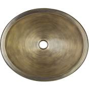 Linkasink Cast Bronze 18-1/2" Circular Yellow Bronze Drop In or Undermount Bathroom Sink Antique Bronze