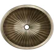 Linkasink Cast Bronze 18-1/2" Circular Yellow Bronze Drop In or Undermount Bathroom Sink Antique Bronze