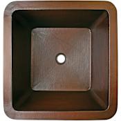 Linkasink Hammered Metals 16" Square Drop In or Undermount Bathroom Sink Dark Bronze