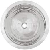 Linkasink Smooth Large Round 16" Circular Brass Drop In Bathroom Sink Polished Stainless Steel