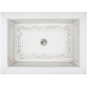 Linkasink 20-3/4" Rectangular White Marble with Mother of Pearl Inlay Drop In Bathroom Sink White