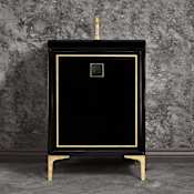 Linkasink Linea 24" Single Free Standing Vanity Cabinet Only - Less Vanity Top Black / Polished Brass with Black Prism Glass