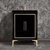 Linkasink Linea 24" Single Free Standing Vanity Cabinet Only - Less Vanity Top Black / Polished Brass with Black Prism Glass