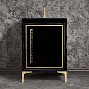 Linkasink Linea 24" Single Free Standing Vanity Cabinet Only - Less Vanity Top Black / Polished Brass with Black Pyramid Glass