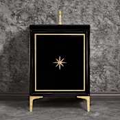 Linkasink Linea 24" Single Free Standing Vanity Cabinet Only - Less Vanity Top Black with Polished Brass