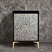 Linkasink Mother of Pearl 24" Single Free Standing Vanity Cabinet Only - Less Vanity Top Black with Polished Brass