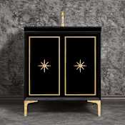 Linkasink Linea 30" Single Free Standing Vanity Cabinet Only - Less Vanity Top Black with Polished Brass