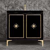 Linkasink Linea 36" Single Free Standing Vanity Cabinet Only - Less Vanity Top Black with Polished Brass