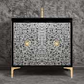 Linkasink Mother of Pearl 36" Single Free Standing Vanity Cabinet Only - Less Vanity Top Black with Polished Brass