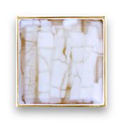 Linkasink Artisan Glass 1-5/8 Inch Center to Center Handle Cabinet Pull Polished Brass with White Tiger Prism Glass