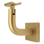 Linnea 304 Grade Stainless Steel 3-1/8 Inch Projection Concrete Mount Hand Rail Bracket with Curve Clamp and Square Rose PVD Satin Brass
