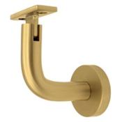 Linnea 304 Grade Stainless Steel 3-1/8 Inch Projection Concrete Mount Hand Rail Bracket with Flat Clamp and Round Rose PVD Satin Brass