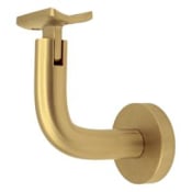 Linnea 304 Grade Stainless Steel 3-3/16 Inch Projection Glass Mount Hand Rail Bracket with Curve Clamp and Round Rose PVD Satin Brass