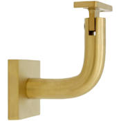 Linnea 304 Grade Stainless Steel 3-3/16 Inch Projection Glass Mount Hand Rail Bracket with Flat Clamp and Square Rose PVD Satin Brass