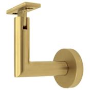 Linnea 304 Grade Stainless Steel 3-1/8 Inch Projection Surface Mount Hand Rail Bracket with Flat Clamp and Round Rose PVD Satin Brass