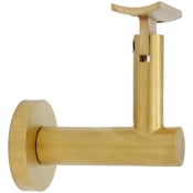 Linnea 304 Grade Stainless Steel 3-9/16 Inch Projection Glass Mount Hand Rail Bracket with Curve Clamp and Round Rose PVD Satin Brass