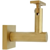 Linnea 304 Grade Stainless Steel 3-9/16 Inch Projection Glass Mount Hand Rail Bracket with Flat Clamp and Square Rose PVD Satin Brass
