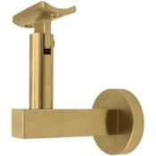 Linnea 304 Grade Stainless Steel 3-9/16 Inch Projection Glass Mount Hand Rail Bracket with Curve Clamp and Round Rose PVD Satin Brass