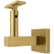 Linnea 304 Grade Stainless Steel 3-9/16 Inch Projection Glass Mount Hand Rail Bracket with Flat Clamp and Square Rose PVD Satin Brass