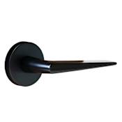 Linnea L16 Passage Door Lever Set with Round Rose and 28 Degree Latch from the Alpine Collection Satin Black