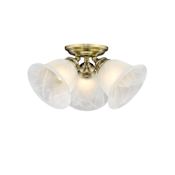 Livex Lighting Essex Semi-Flush Ceiling Fixture with 3 Lights Antique Brass