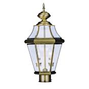 Livex Lighting Georgetown 2 Light 21" High Outdoor Single Head Post Light with Clear Glass Shade Antique Brass