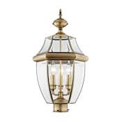 Livex Lighting Monterey 3 Light Outdoor Post Light Antique Brass