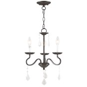 Livex Lighting Callisto 3 Light 14" Wide Candle Style Chandelier with Crystal Accents English Bronze