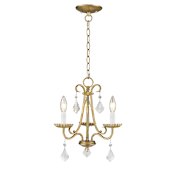 Livex Lighting Daphne 3 Light 14" Wide Crystal Foyer Pendant Antique Gold Leaf