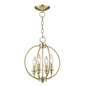 Livex Lighting Milania 4 Light 13" Wide Candle Style Globe Chandelier / Semi-Flush Ceiling Fixture Antique Brass