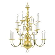 Livex Lighting Williamsburg 16 Light 3 Tier Chandelier Polished Brass