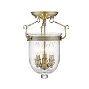 Livex Lighting Jefferson 3 Light Semi-Flush Ceiling Fixture Antique Brass