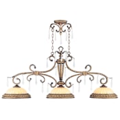 Livex Lighting La Bella 3 Light 1 Tier Linear Chandelier with Crystal Accents Vintage Gold Leaf