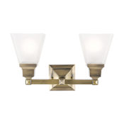 Livex Lighting Mission 2 Light Bathroom Vanity Light Antique Brass