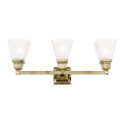 Livex Lighting Mission 3 Light Bathroom Vanity Light Antique Brass