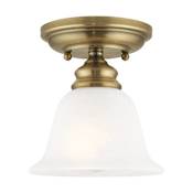 Livex Lighting Essex Semi-Flush Ceiling Fixture with 1 Light Antique Brass