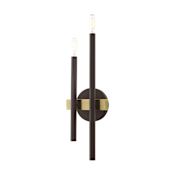 Livex Lighting Denmark 4 Light 18" Tall Wall Sconce Bronze with Antique Brass Accents