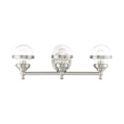 Livex Lighting Oldwick 3 Light 24" Wide Vanity Light with Clear Shade Brushed Nickel