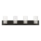 Livex Lighting Zurich 4 Light 36" Wide Commercial Vanity Light Black / Brushed Nickel Accents