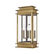 Livex Lighting Princeton 2 Light Single Outdoor Wall Sconce with Clear Glass Shades Antique Brass