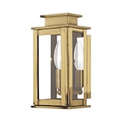 Livex Lighting Princeton 1 Light Outdoor Wall Sconce with Clear Glass Shades Antique Brass