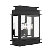 Livex Lighting Princeton 3 Light Single Outdoor Wall Sconce with Clear Glass Shades Black
